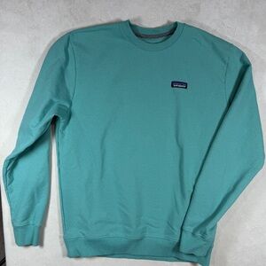 Patagonia Men's Aqua Teal Size Large Crewneck Box Logo Classic Sweater Pullover